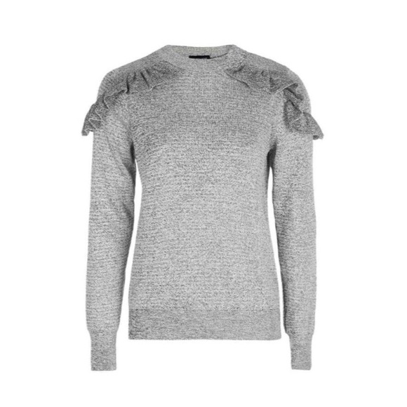 Topshop Gray Ruffle Shoulder Sweater - Picture 4 of 8